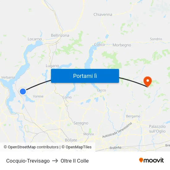 Cocquio-Trevisago to Oltre Il Colle map