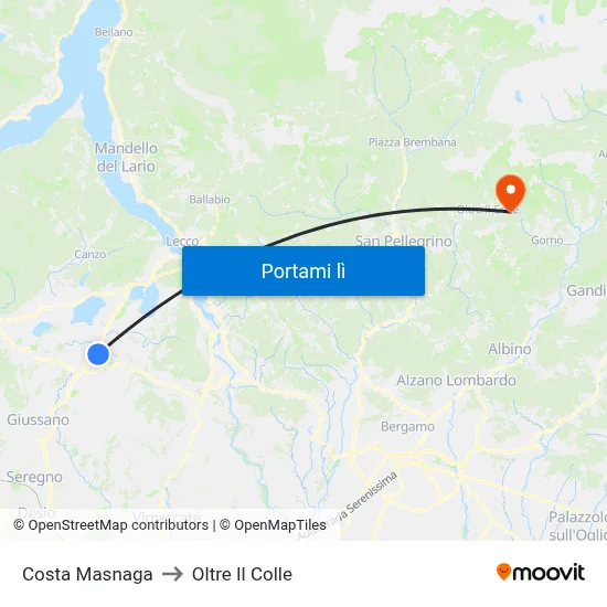 Costa Masnaga to Oltre Il Colle map