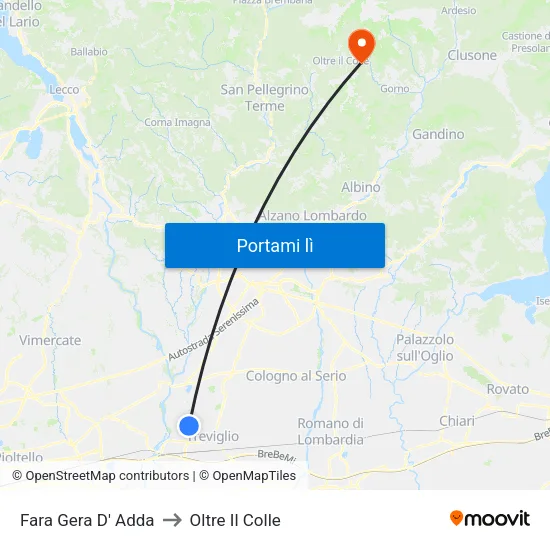 Fara Gera D' Adda to Oltre Il Colle map