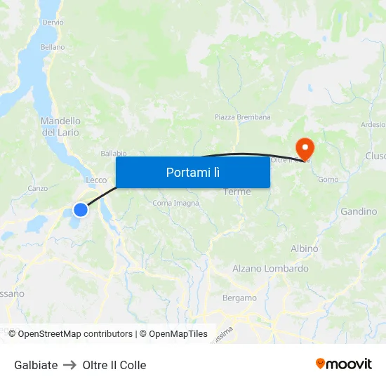 Galbiate to Oltre Il Colle map