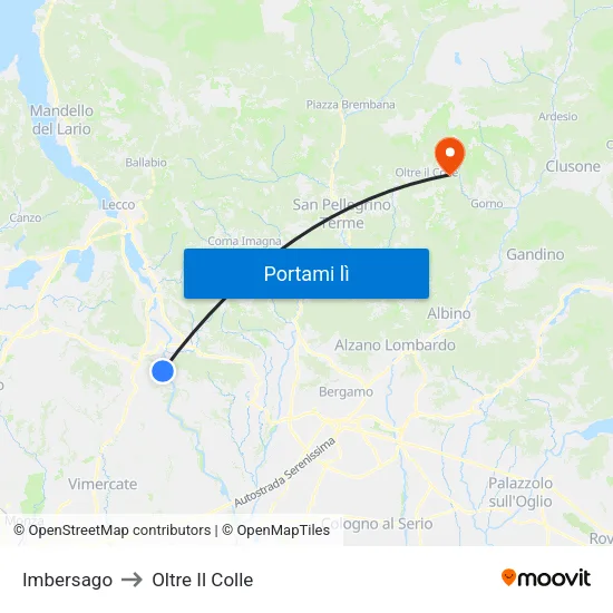 Imbersago to Oltre Il Colle map