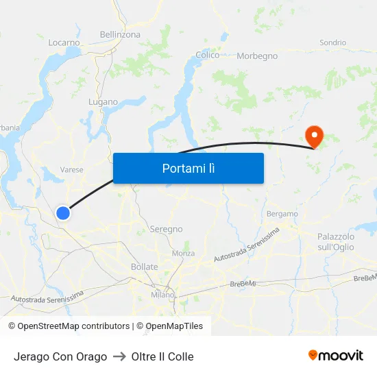 Jerago Con Orago to Oltre Il Colle map