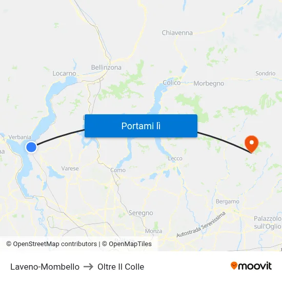 Laveno-Mombello to Oltre Il Colle map