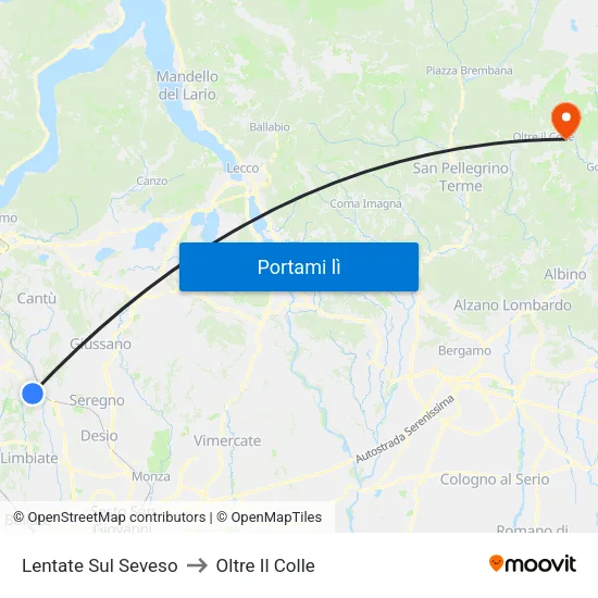 Lentate Sul Seveso to Oltre Il Colle map