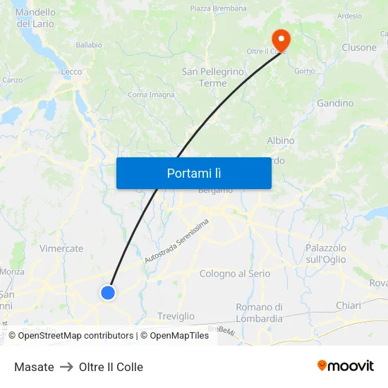 Masate to Oltre Il Colle map