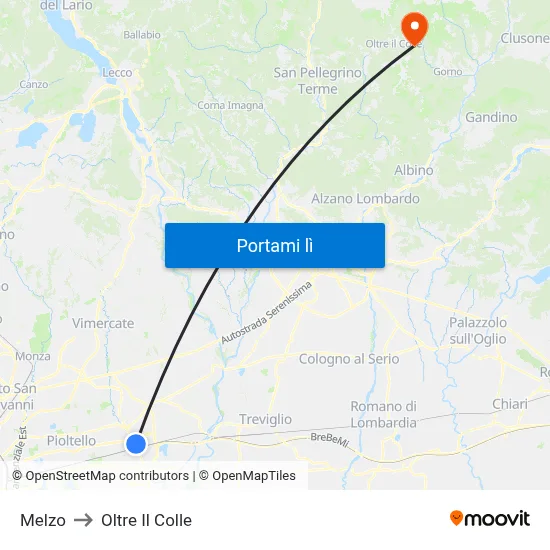 Melzo to Oltre Il Colle map