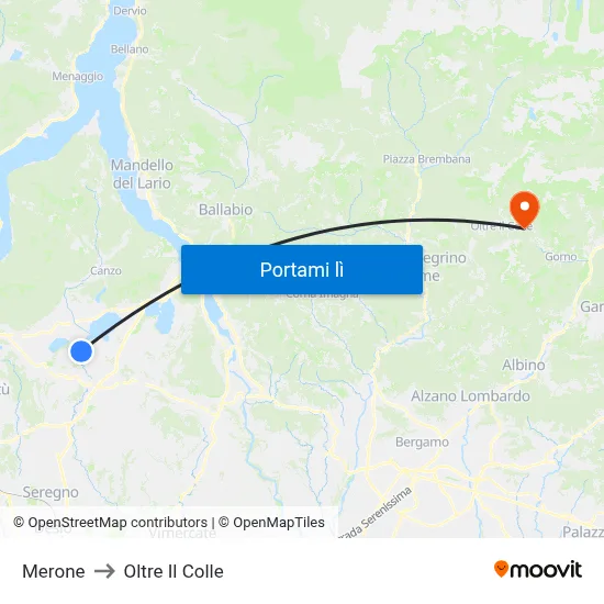 Merone to Oltre Il Colle map