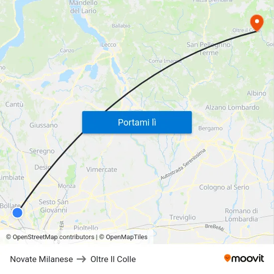 Novate Milanese to Oltre Il Colle map
