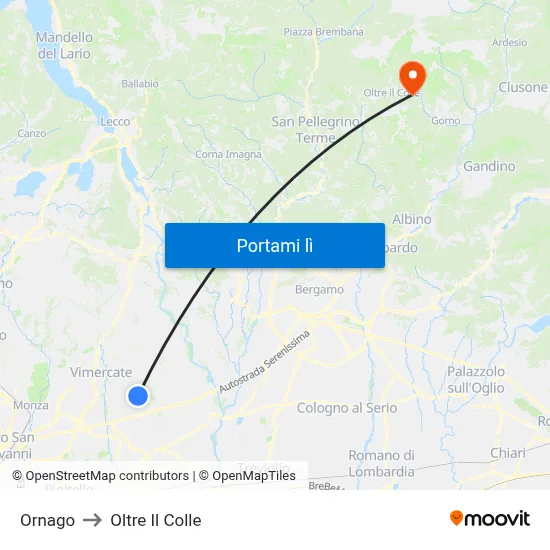 Ornago to Oltre Il Colle map