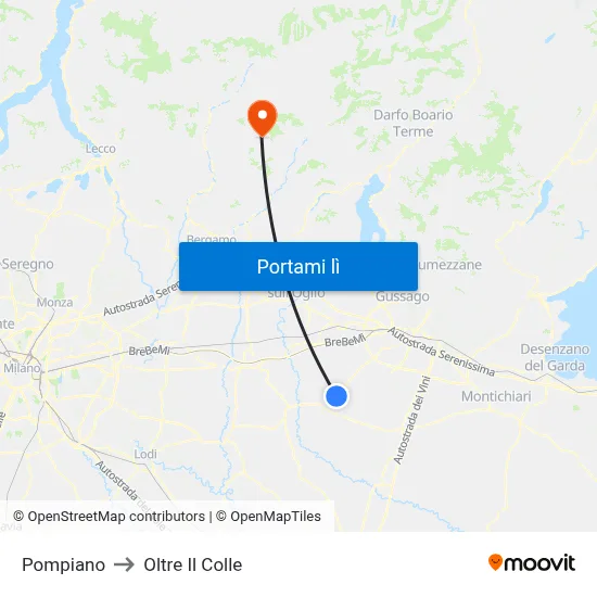 Pompiano to Oltre Il Colle map