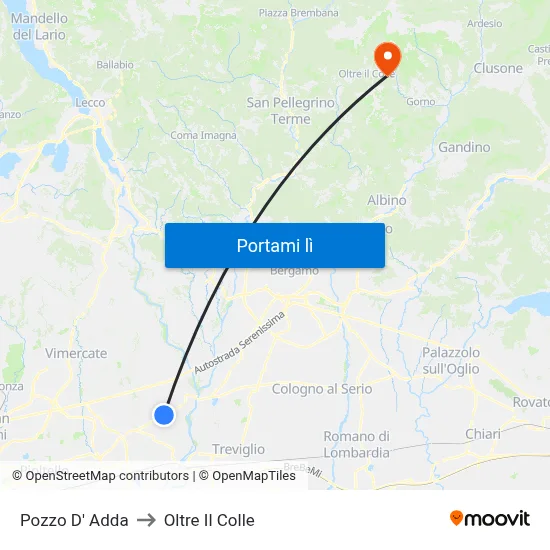 Pozzo D' Adda to Oltre Il Colle map