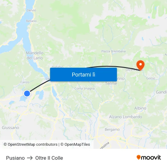 Pusiano to Oltre Il Colle map