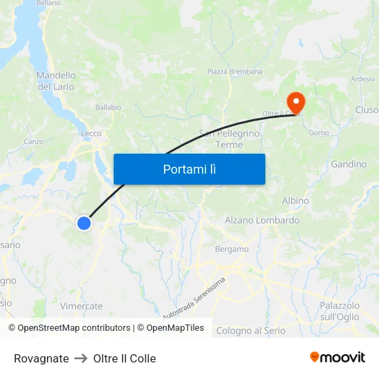 Rovagnate to Oltre Il Colle map