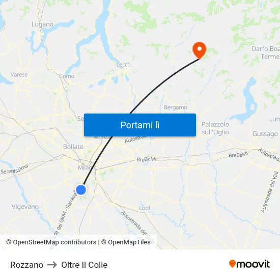 Rozzano to Oltre Il Colle map