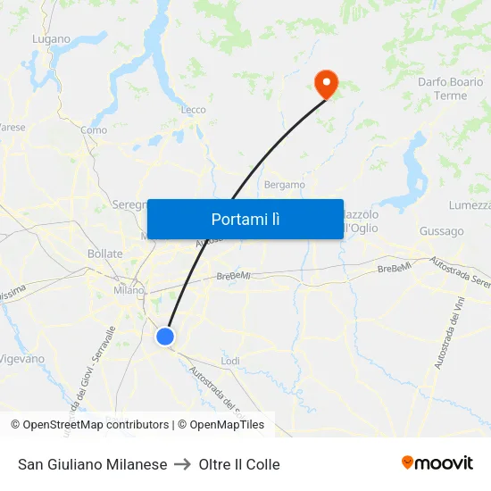 San Giuliano Milanese to Oltre Il Colle map