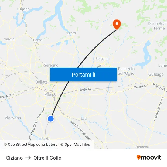 Siziano to Oltre Il Colle map