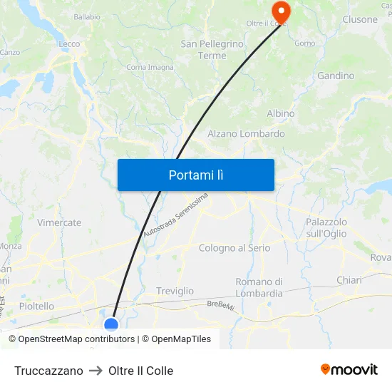 Truccazzano to Oltre Il Colle map