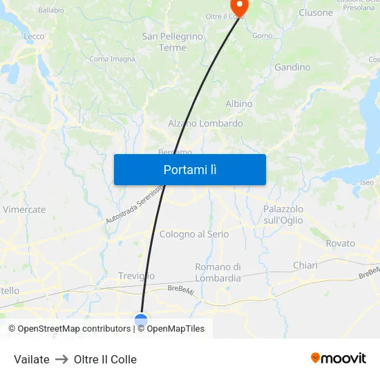 Vailate to Oltre Il Colle map
