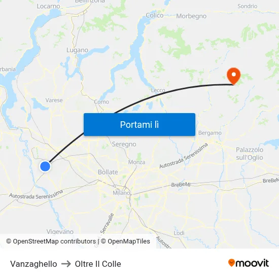 Vanzaghello to Oltre Il Colle map