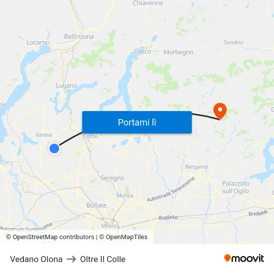 Vedano Olona to Oltre Il Colle map