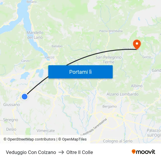 Veduggio Con Colzano to Oltre Il Colle map