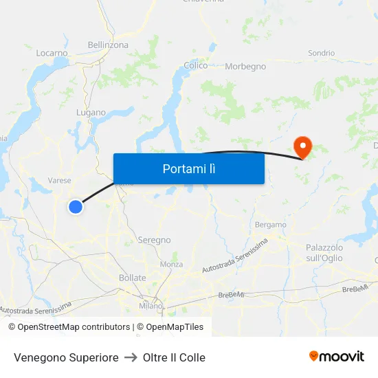 Venegono Superiore to Oltre Il Colle map