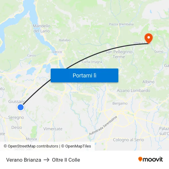 Verano Brianza to Oltre Il Colle map