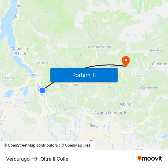 Vercurago to Oltre Il Colle map