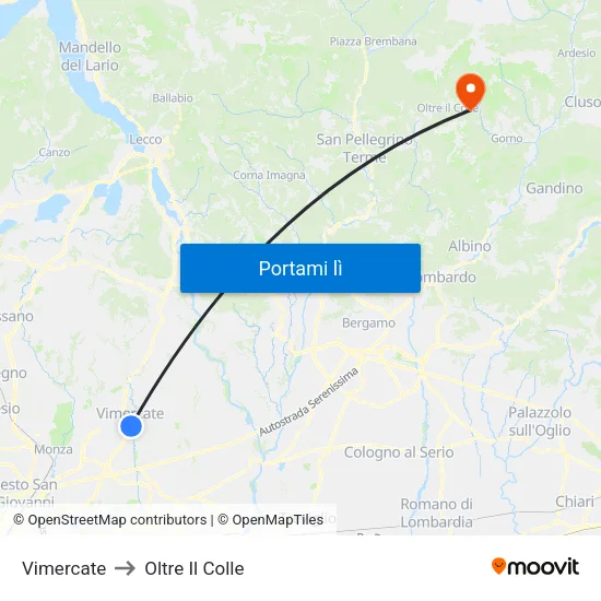 Vimercate to Oltre Il Colle map