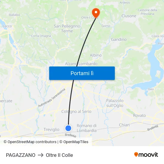 PAGAZZANO to Oltre Il Colle map