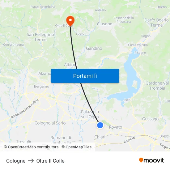 Cologne to Oltre Il Colle map