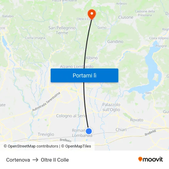 Cortenova to Oltre Il Colle map
