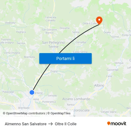 Almenno San Salvatore to Oltre Il Colle map