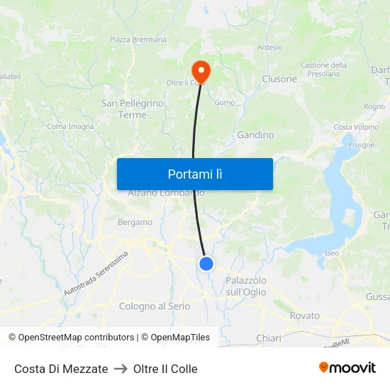 Costa Di Mezzate to Oltre Il Colle map