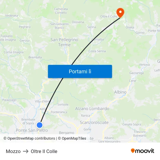 Mozzo to Oltre Il Colle map