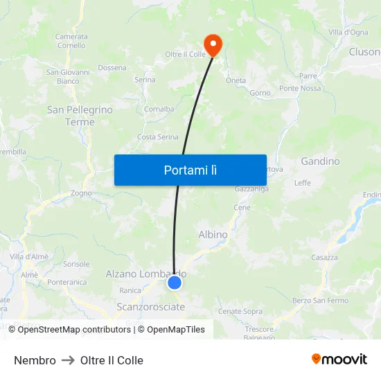 Nembro to Oltre Il Colle map