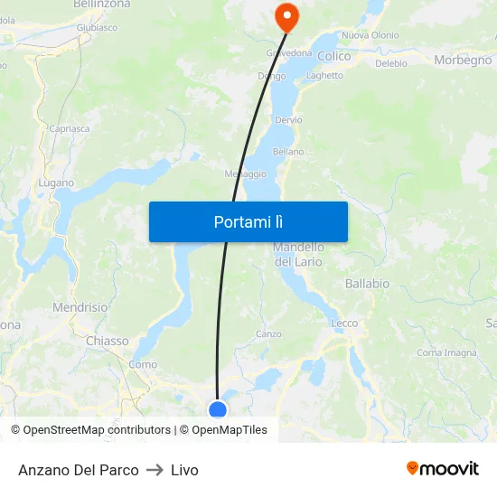 Anzano Del Parco to Livo map