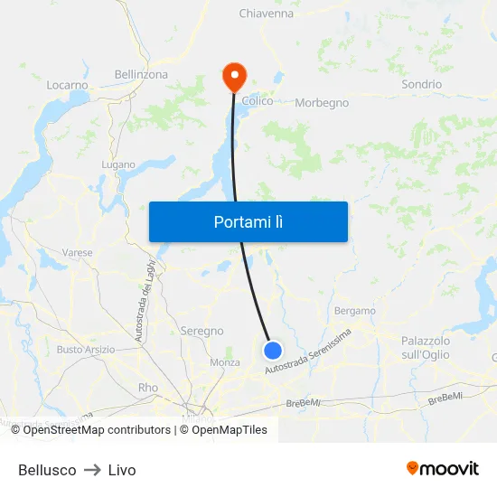 Bellusco to Livo map