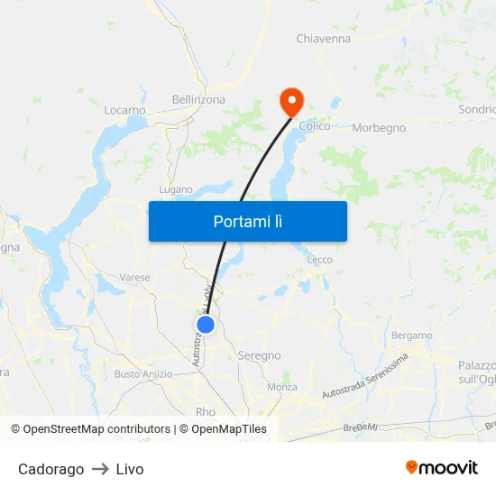 Cadorago to Livo map