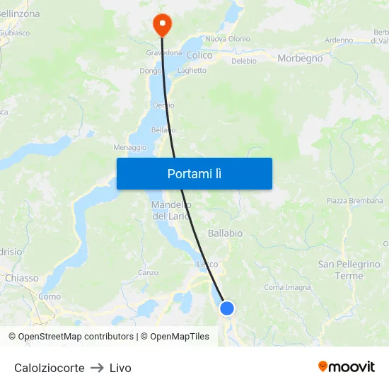 Calolziocorte to Livo map