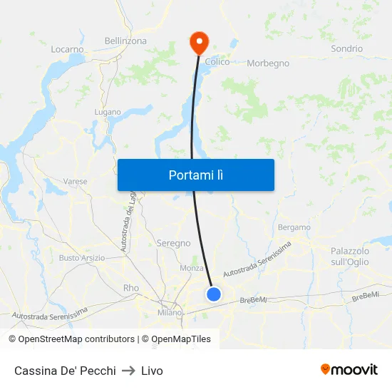 Cassina De' Pecchi to Livo map