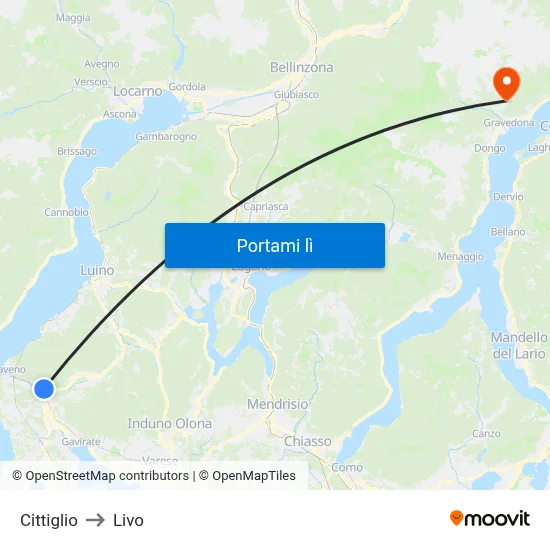 Cittiglio to Livo map