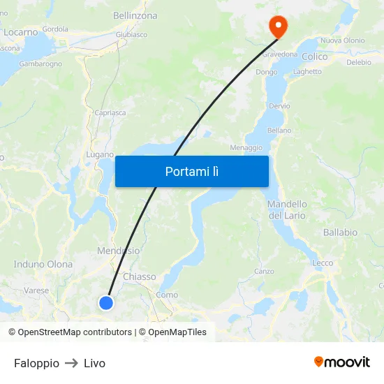 Faloppio to Livo map