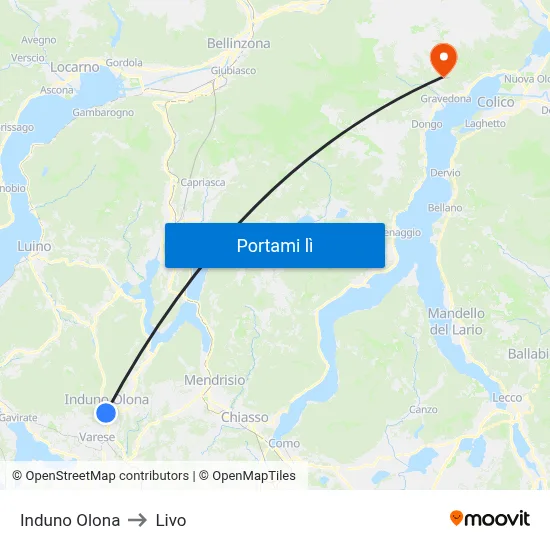Induno Olona to Livo map