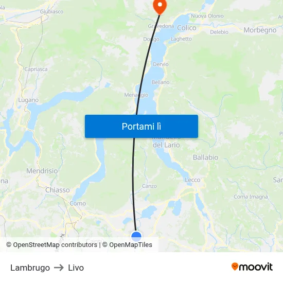 Lambrugo to Livo map