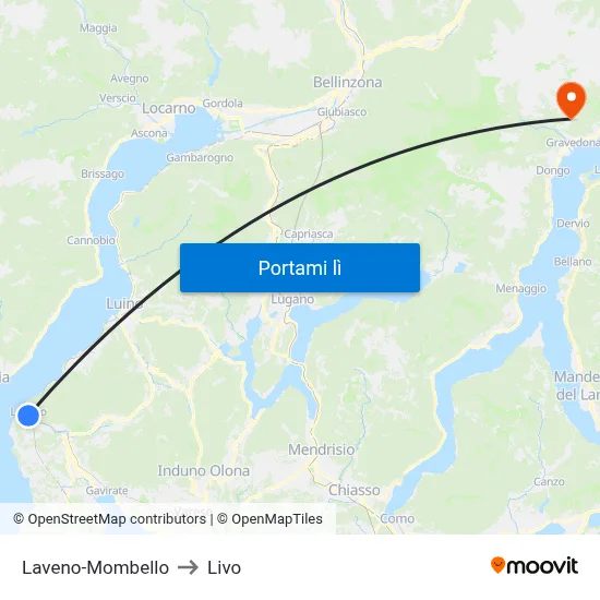 Laveno-Mombello to Livo map