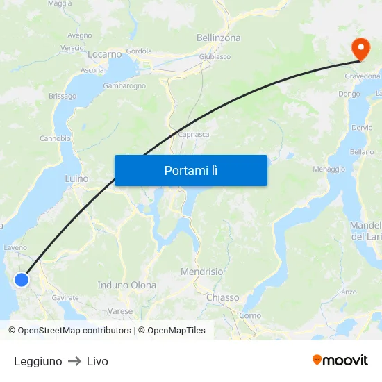 Leggiuno to Livo map
