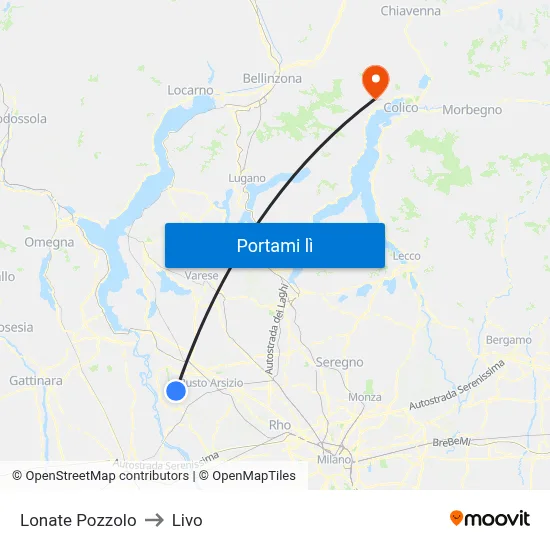 Lonate Pozzolo to Livo map