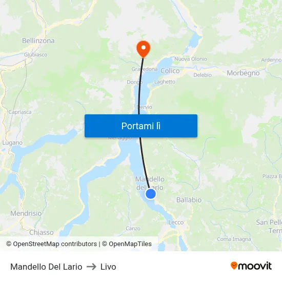 Mandello Del Lario to Livo map