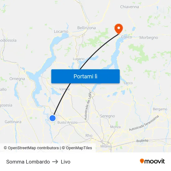 Somma Lombardo to Livo map